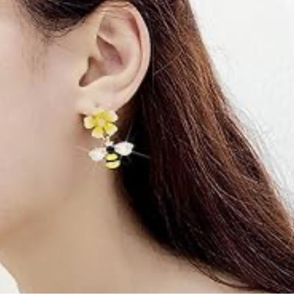Bee Stud Gold Plated Dangle Drop Earrings for Women Jewelry - Picture 8 of 9